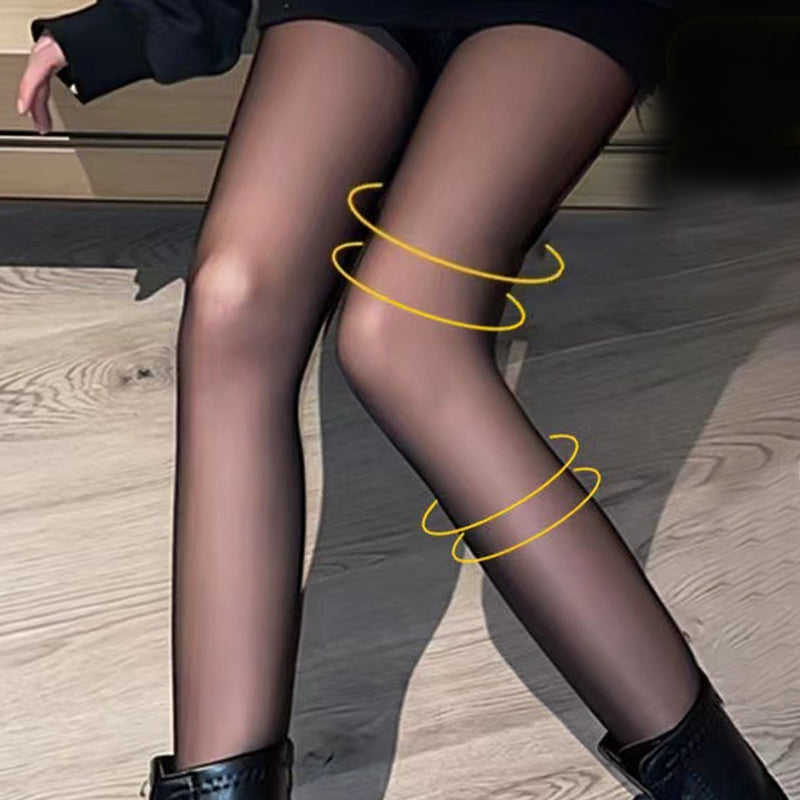 Dam vinter tights i svart, fejk genomskinliga, varma och bekväma, perfekt för att hålla stilen i kallt väder.