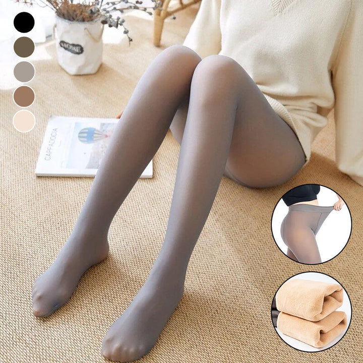 Dam vinter tights i svart, fejk genomskinliga, varma och bekväma, perfekt för att hålla stilen i kallt väder.