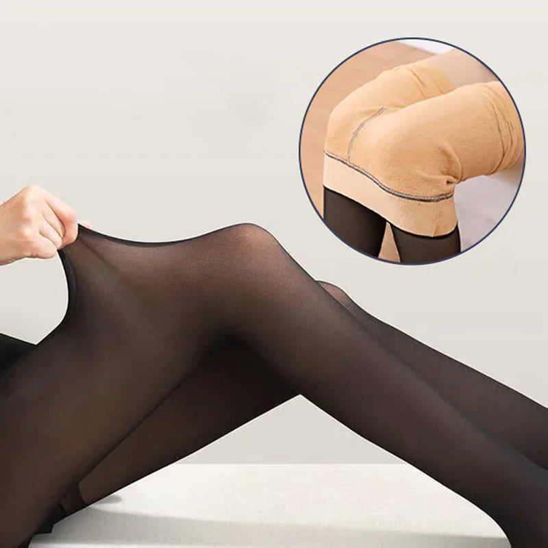 Dam vinter tights i svart, fejk genomskinliga, varma och bekväma, perfekt för att hålla stilen i kallt väder.