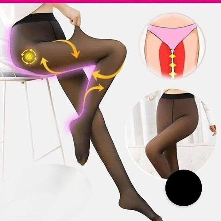 Dam vinter tights i svart, fejk genomskinliga, varma och bekväma, perfekt för att hålla stilen i kallt väder.