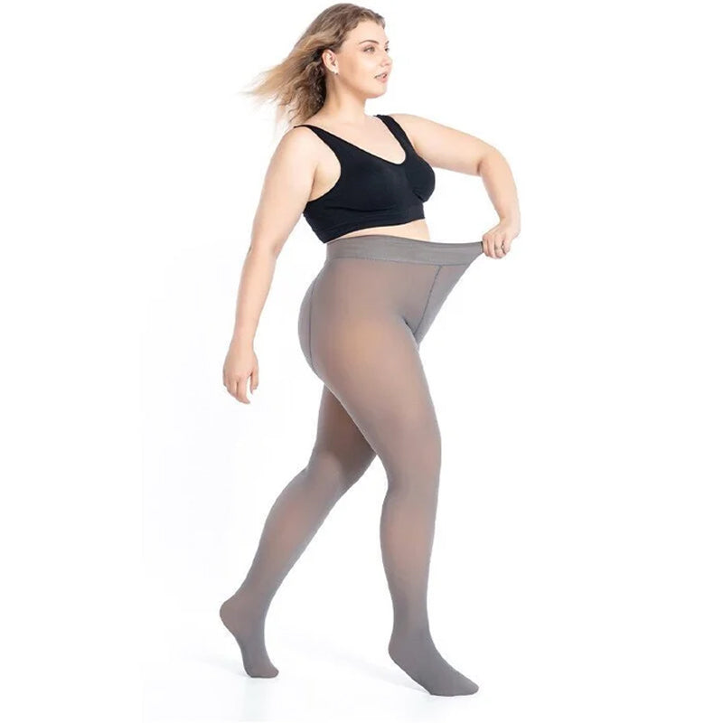 Dam vinter tights i svart, fejk genomskinliga, varma och bekväma, perfekt för att hålla stilen i kallt väder.