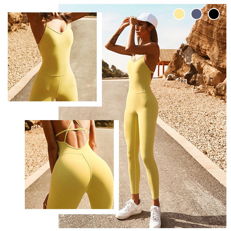 "Dambodysuit för Aerial Yoga, hög elasticitet, slimmad design, ryggventilation, avokadogul ton, ärmlös för rörelsefrihet"