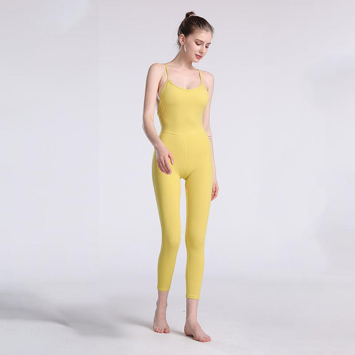 "Dambodysuit för Aerial Yoga, hög elasticitet, slimmad design, ryggventilation, avokadogul ton, ärmlös för rörelsefrihet"