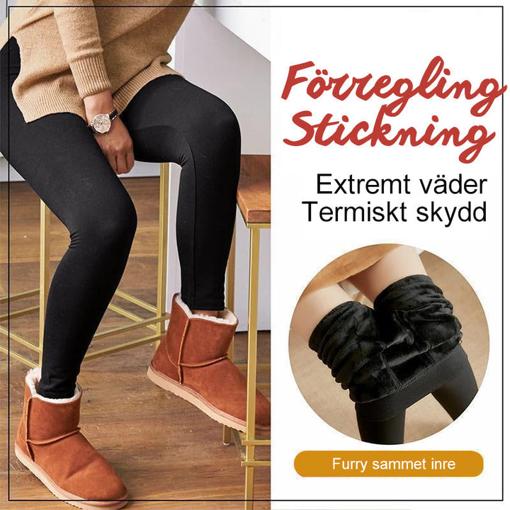 "Dambyxor med fleecefoder, svart färg, smal passform, ultramjuk och värmebevarande för vintervärme."