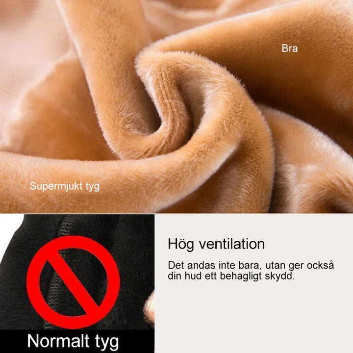 "Dambyxor med fleecefoder, svart färg, smal passform, ultramjuk och värmebevarande för vintervärme."