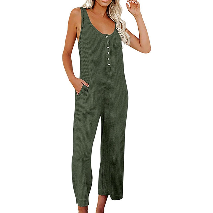 "Damer jumpsuit byxor med rak passform, hög kvalitet bomull, mellanhög midja, praktiska fickor, all-season komfort."