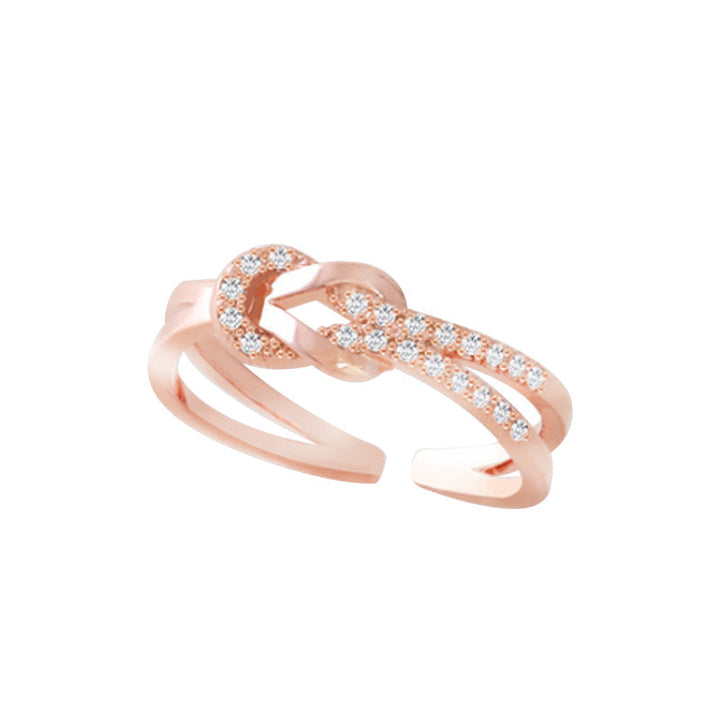 "Damer justerbar vänskaps knut ring i guld, gyllen rosa och silver. Tidlös design med elegant knutmotiv."