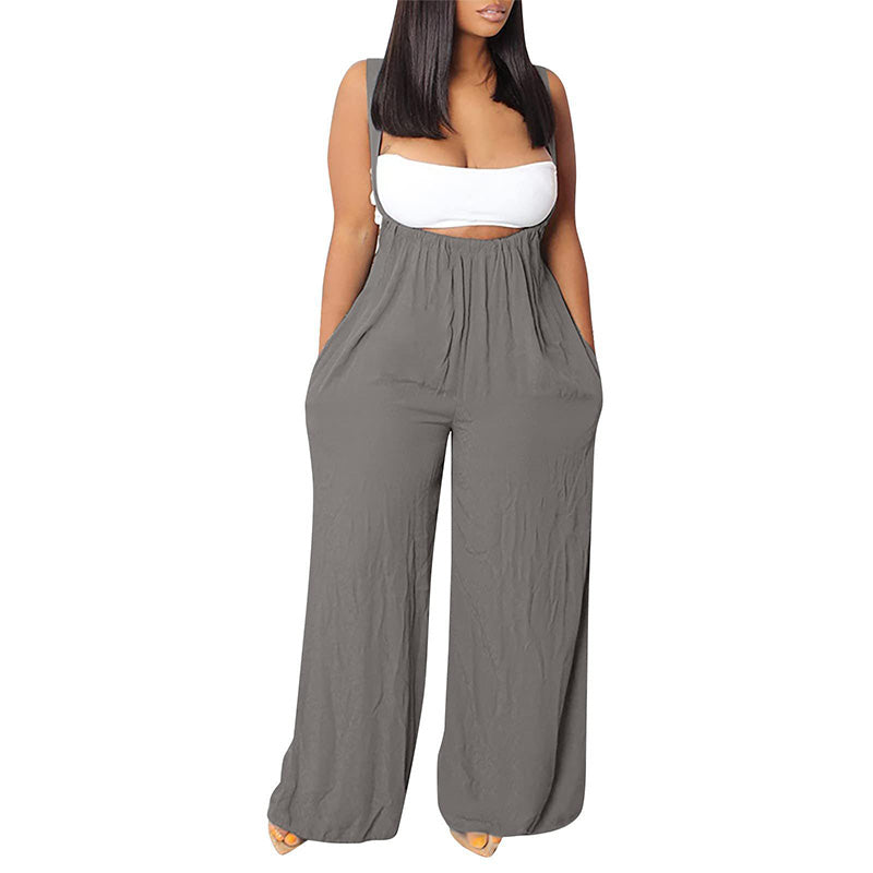 "Damer mjuk enfärgad jumpsuit med löst sittande byxor, stilren och bekväm för alla tillfällen."