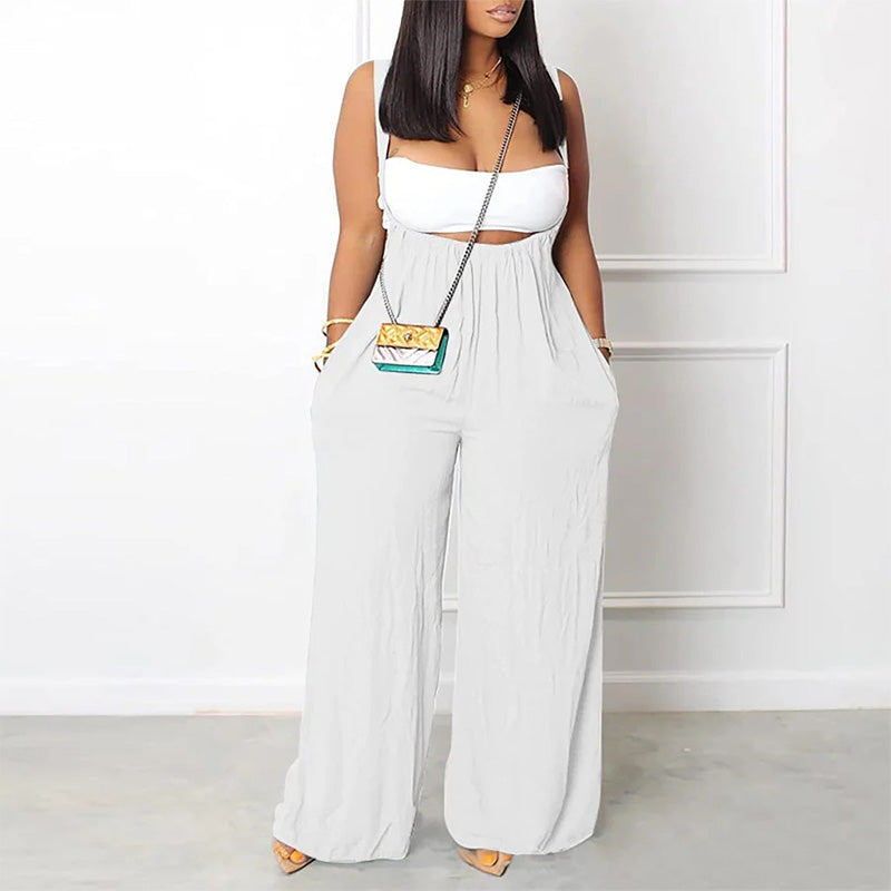 "Damer mjuk enfärgad jumpsuit med löst sittande byxor, stilren och bekväm för alla tillfällen."