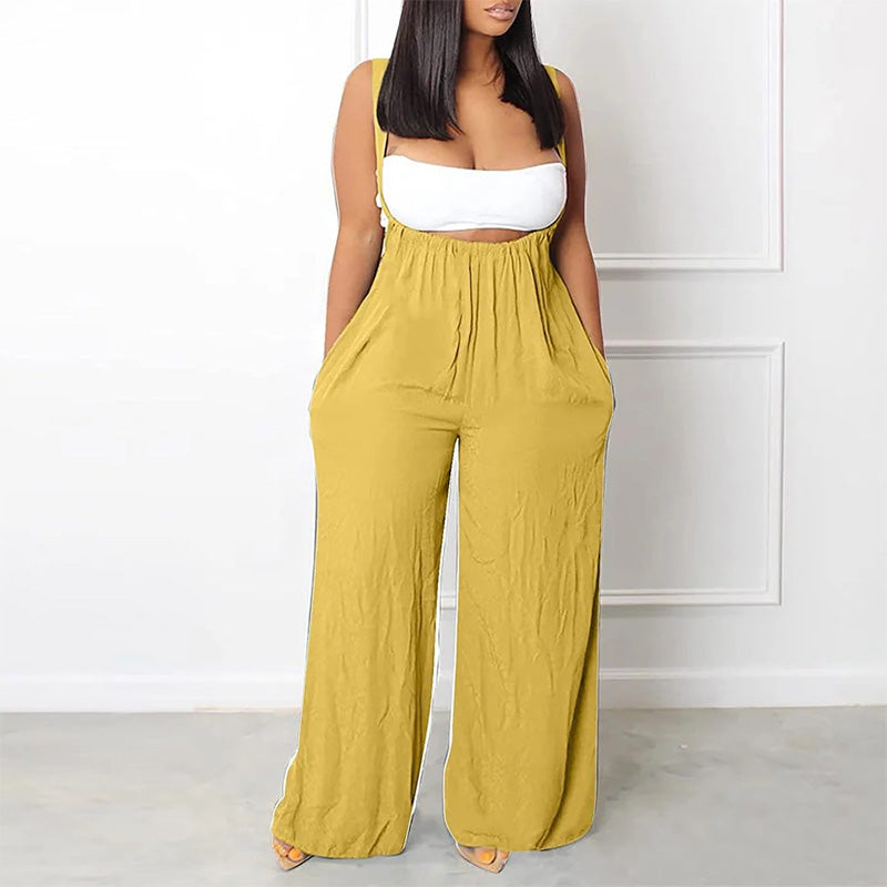 "Damer mjuk enfärgad jumpsuit med löst sittande byxor, stilren och bekväm för alla tillfällen."