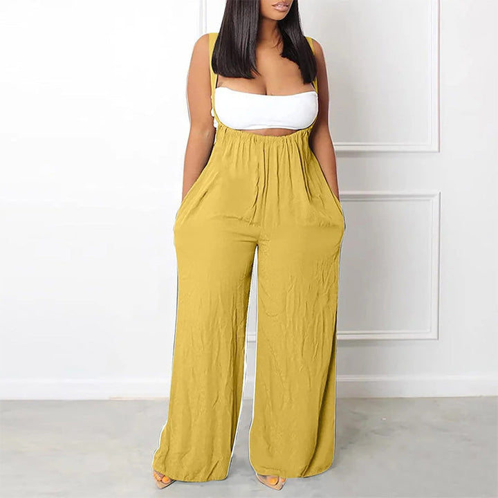"Damer mjuk enfärgad jumpsuit med löst sittande byxor, stilren och bekväm för alla tillfällen."
