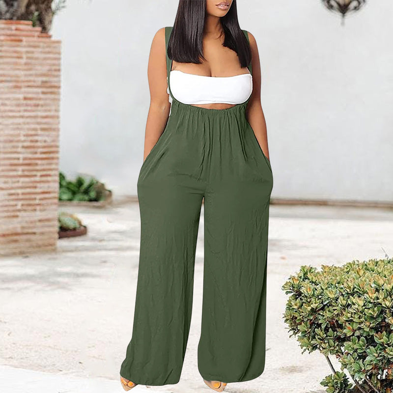 "Damer mjuk enfärgad jumpsuit med löst sittande byxor, stilren och bekväm för alla tillfällen."