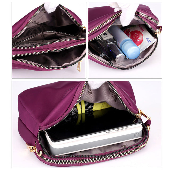 "Damer nylon crossbody kurirväska, vattenavvisande, justerbar axelrem, elegant design i flera färger, slitstark."