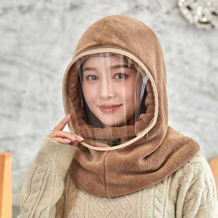 "Damer vinter cykling maskhatt, anti-dimma flanell i grå, skyddar mot kyla och dimma med elegant stil."