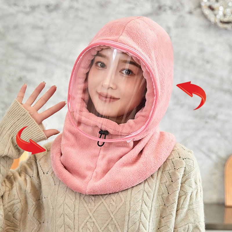 "Damer vinter cykling maskhatt, anti-dimma flanell i grå, skyddar mot kyla och dimma med elegant stil."