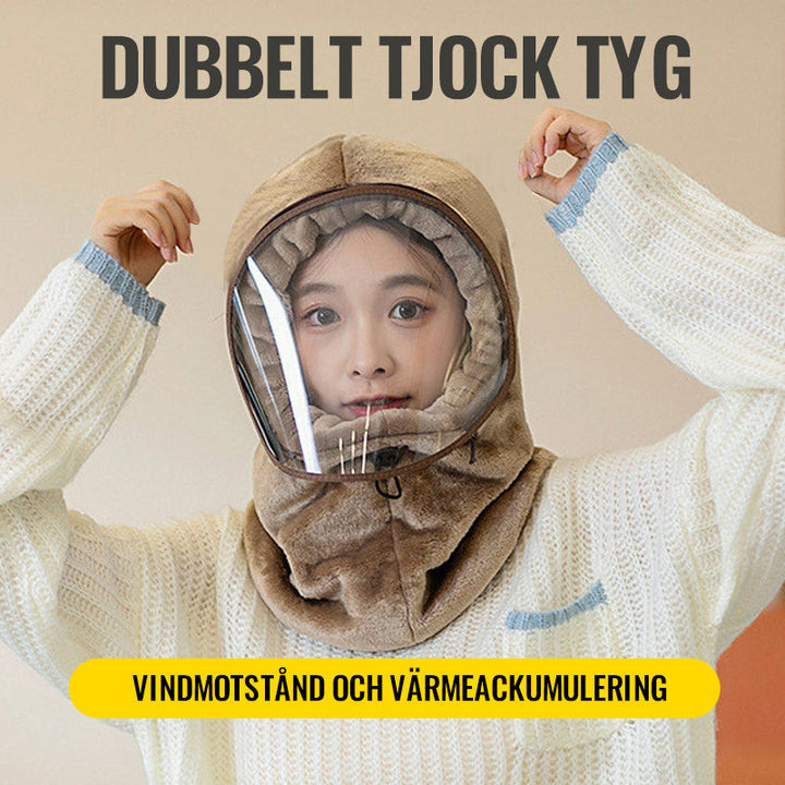 "Damer vinter cykling maskhatt, anti-dimma flanell i grå, skyddar mot kyla och dimma med elegant stil."