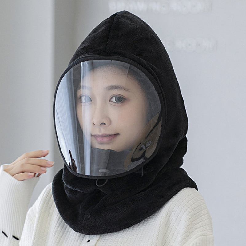 "Damer vinter cykling maskhatt, anti-dimma flanell i grå, skyddar mot kyla och dimma med elegant stil."