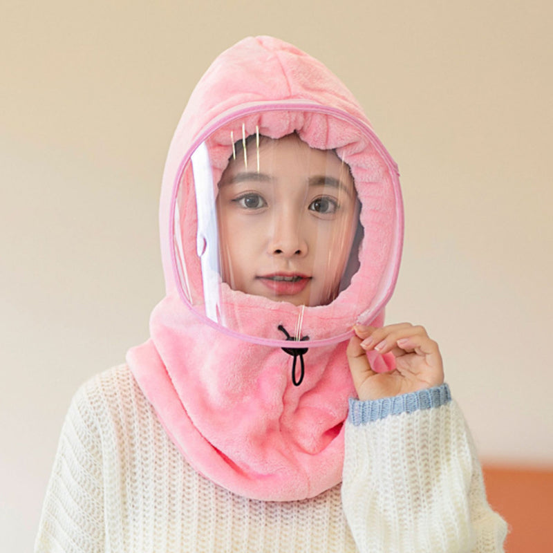 "Damer vinter cykling maskhatt, anti-dimma flanell i grå, skyddar mot kyla och dimma med elegant stil."