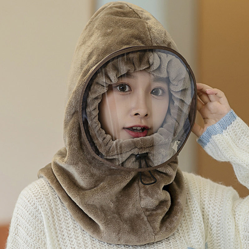 "Damer vinter cykling maskhatt, anti-dimma flanell i grå, skyddar mot kyla och dimma med elegant stil."