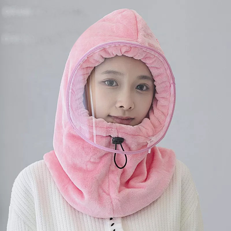 "Damer vinter cykling maskhatt, anti-dimma flanell i grå, skyddar mot kyla och dimma med elegant stil."