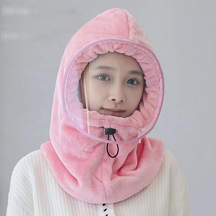 "Damer vinter cykling maskhatt, anti-dimma flanell i grå, skyddar mot kyla och dimma med elegant stil."