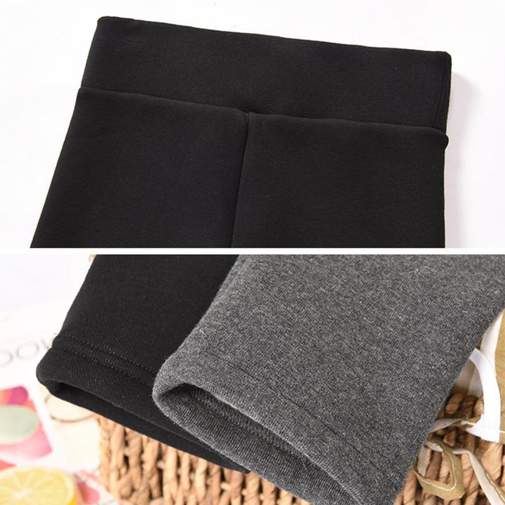 "Damer vinter varma tjocka kashmirleggings, fleece-fodrad design, ankel-längd, svart och grå för stil och värme."