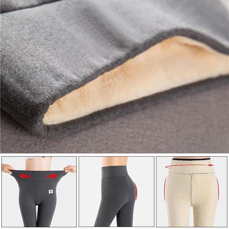 "Damer vinter varma tjocka kashmirleggings, fleece-fodrad design, ankel-längd, svart och grå för stil och värme."