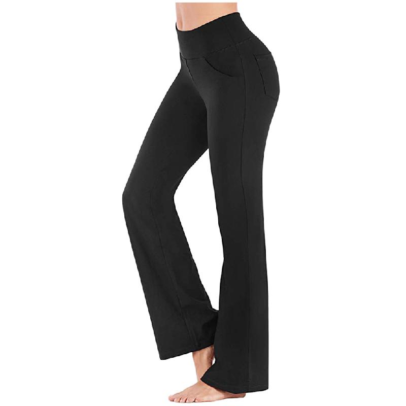 "Damer yogabyxor med hög midja och utsvängda ben i mjukt nylonmaterial, elegant design med fyra fickor och smickrande passfor