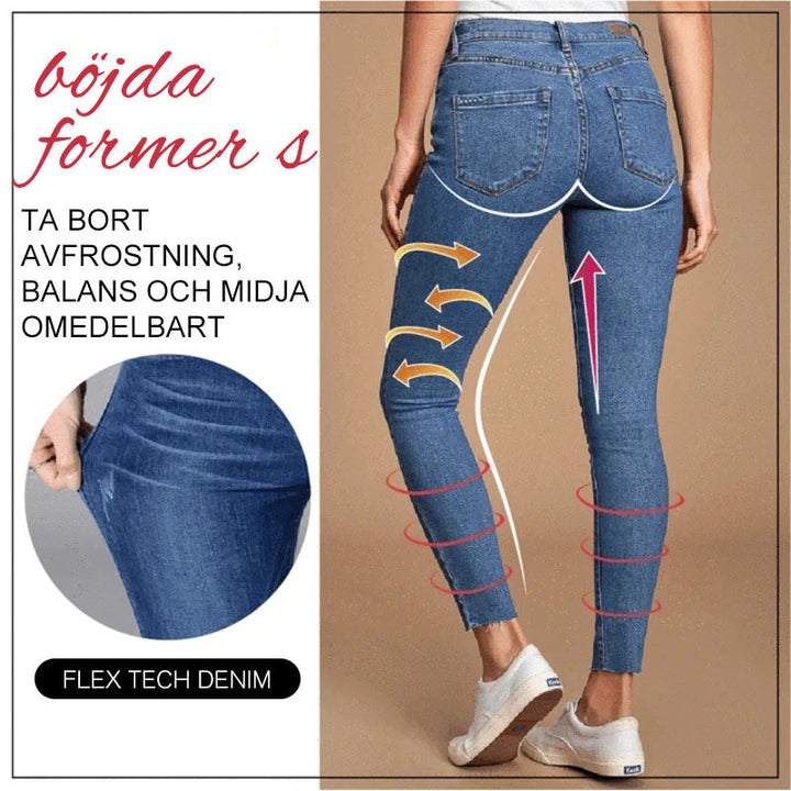 Damjeansleggings med slim effekt, formande passform och elastiskt midjeband. Perfekt för stil och komfort dagligen.