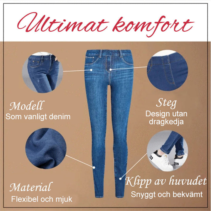 Damjeansleggings med slim effekt, formande passform och elastiskt midjeband. Perfekt för stil och komfort dagligen.