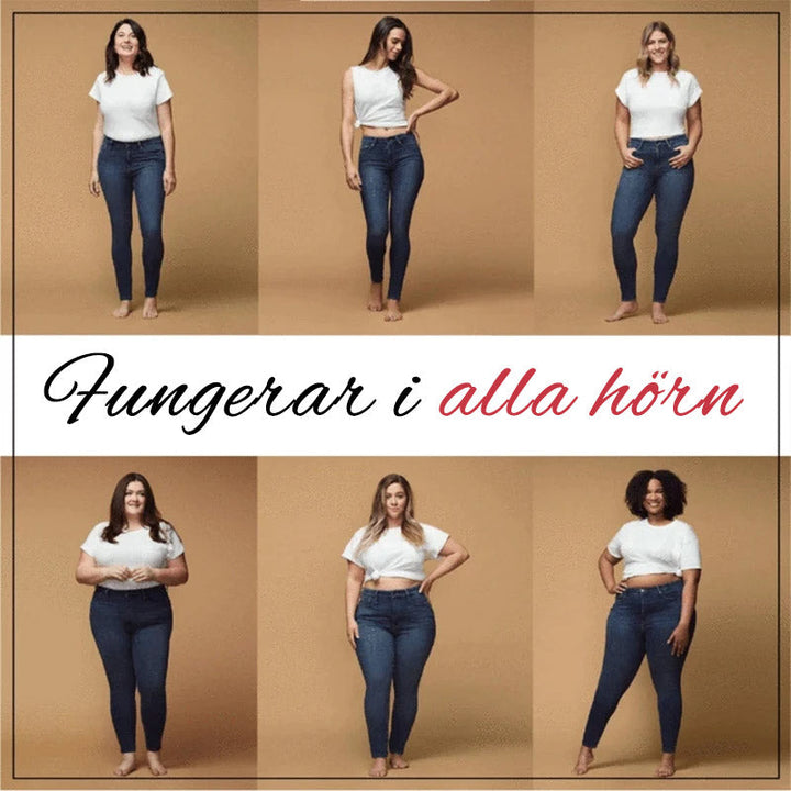 Damjeansleggings med slim effekt, formande passform och elastiskt midjeband. Perfekt för stil och komfort dagligen.