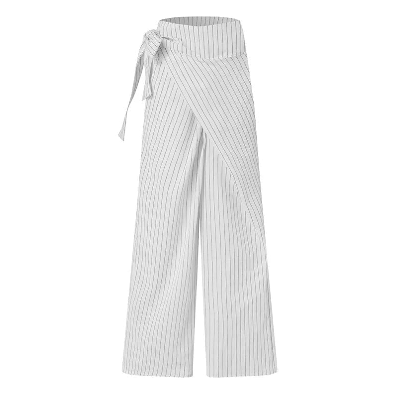 "Damrandiga byxor med hög midja i lös passform, elegant och luftig polyester för stilfull och bekväm vardagslook."