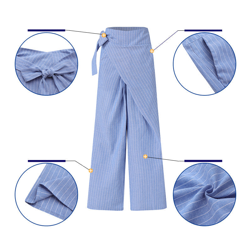 "Damrandiga byxor med hög midja i lös passform, elegant och luftig polyester för stilfull och bekväm vardagslook."