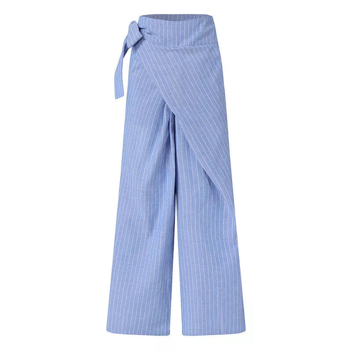 "Damrandiga byxor med hög midja i lös passform, elegant och luftig polyester för stilfull och bekväm vardagslook."
