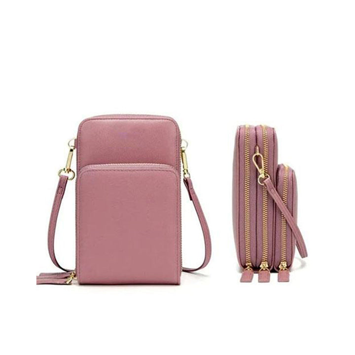 "Dams crossbody-väska i PU-läder med justerbar rem, elegant design, finns i svart, grå, orange, rosa, vinröd, lila, mörkblå."