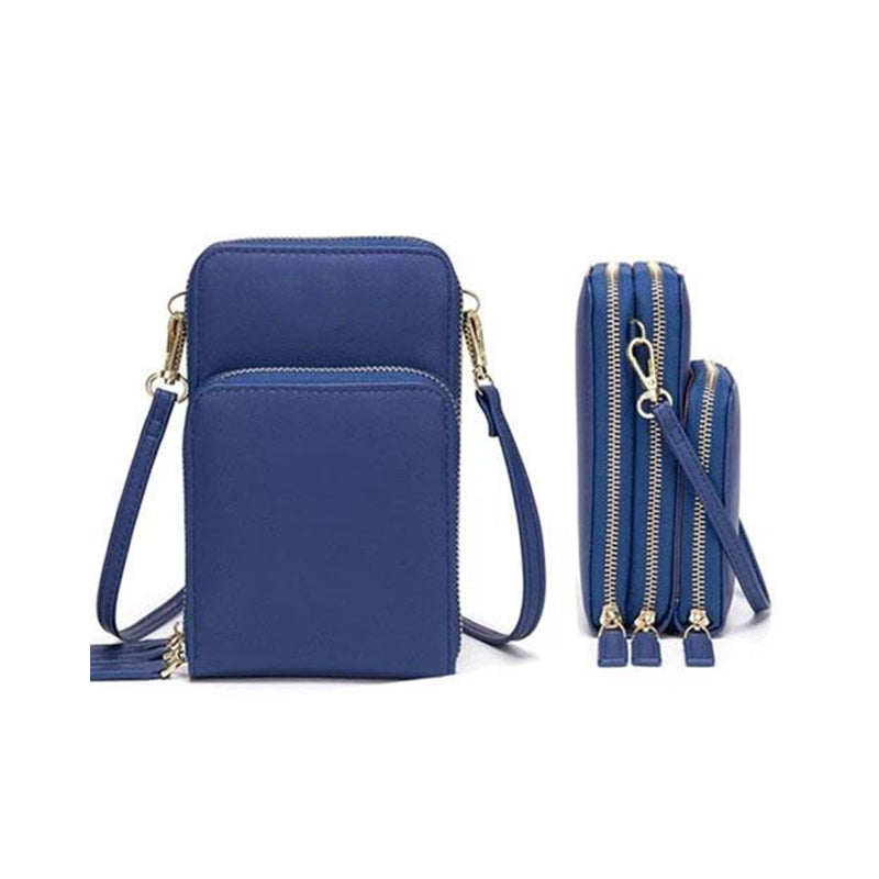 "Dams crossbody-väska i PU-läder med justerbar rem, elegant design, finns i svart, grå, orange, rosa, vinröd, lila, mörkblå."