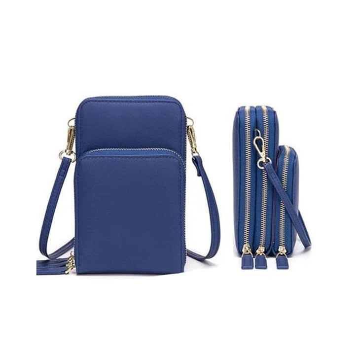 "Dams crossbody-väska i PU-läder med justerbar rem, elegant design, finns i svart, grå, orange, rosa, vinröd, lila, mörkblå."