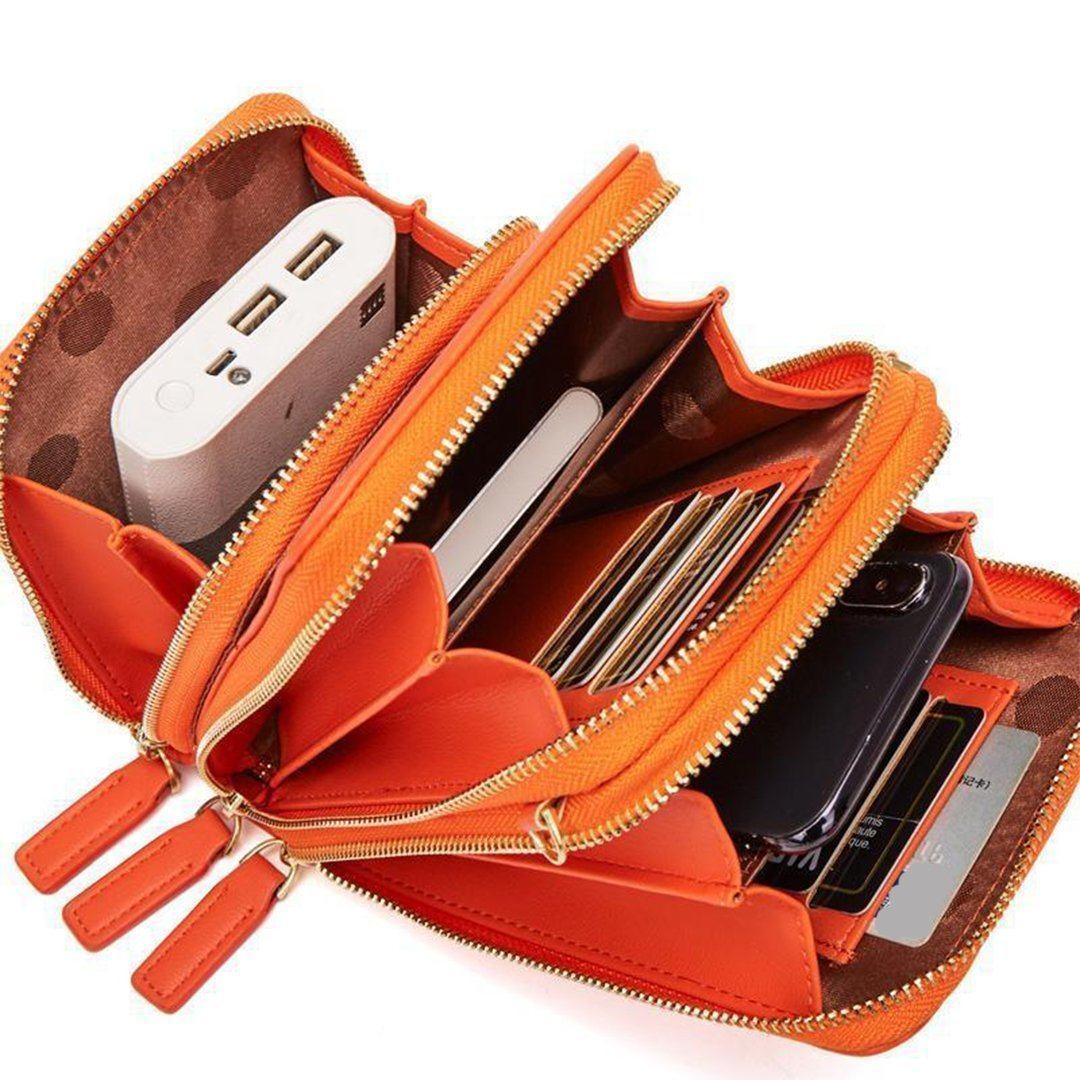 "Dams crossbody-väska i PU-läder med justerbar rem, elegant design, finns i svart, grå, orange, rosa, vinröd, lila, mörkblå."