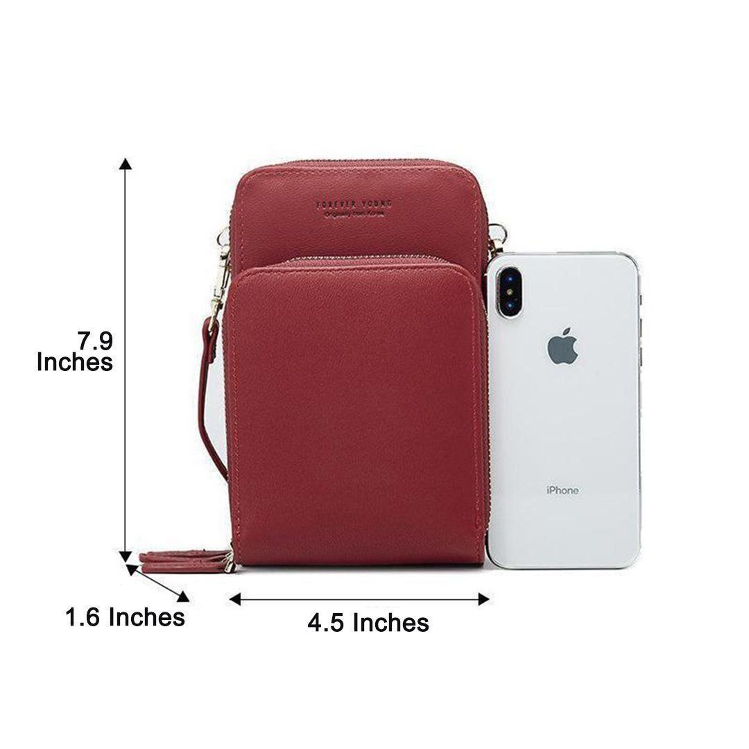 "Dams crossbody-väska i PU-läder med justerbar rem, elegant design, finns i svart, grå, orange, rosa, vinröd, lila, mörkblå."