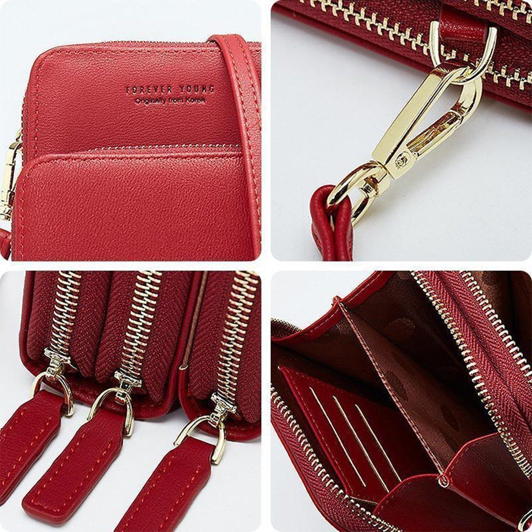 "Dams crossbody-väska i PU-läder med justerbar rem, elegant design, finns i svart, grå, orange, rosa, vinröd, lila, mörkblå."