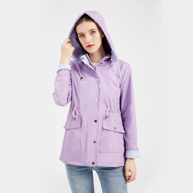"Dams vattentät mellanlång trenchcoat med dragsko, elegant stil, vinröd färg, praktisk och trendig för alla väder."