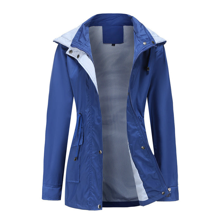 "Dams vattentät mellanlång trenchcoat med dragsko, elegant stil, vinröd färg, praktisk och trendig för alla väder."