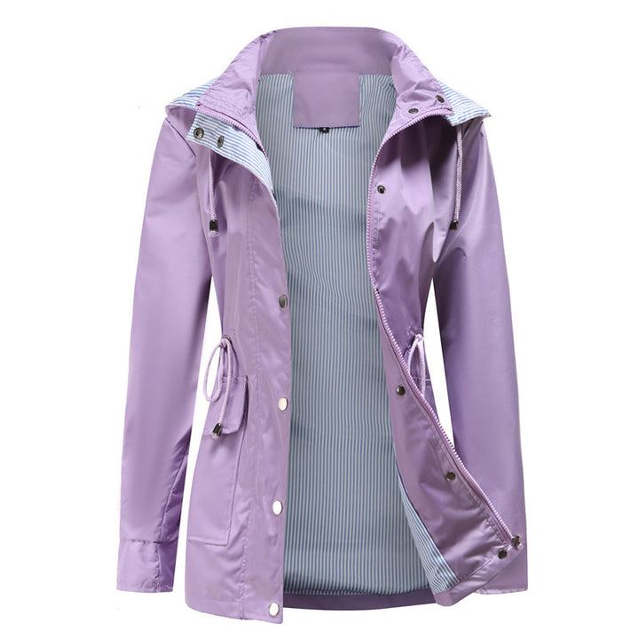 "Dams vattentät mellanlång trenchcoat med dragsko, elegant stil, vinröd färg, praktisk och trendig för alla väder."