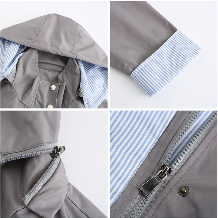 "Dams vattentät mellanlång trenchcoat med dragsko, elegant stil, vinröd färg, praktisk och trendig för alla väder."