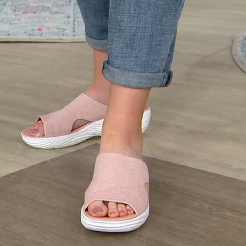 "Damsandaler för beach, bekväm EVA-fotbädd, rosa, blå och grå, platt botten, stödpunkter, perfekt för promenader."