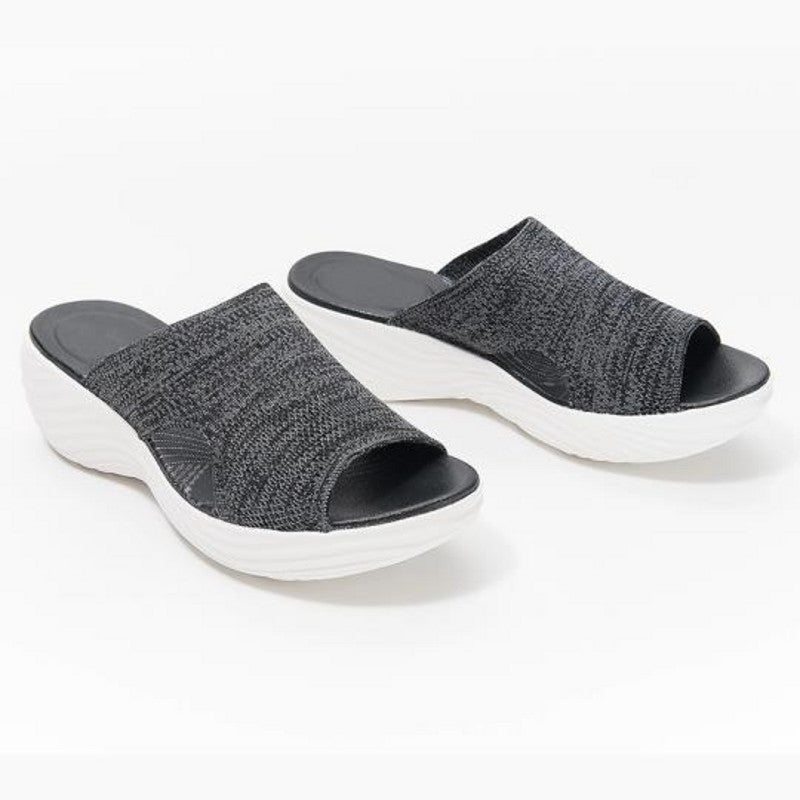 "Damsandaler för beach, bekväm EVA-fotbädd, rosa, blå och grå, platt botten, stödpunkter, perfekt för promenader."