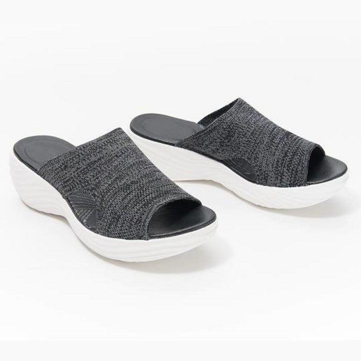 "Damsandaler för beach, bekväm EVA-fotbädd, rosa, blå och grå, platt botten, stödpunkter, perfekt för promenader."