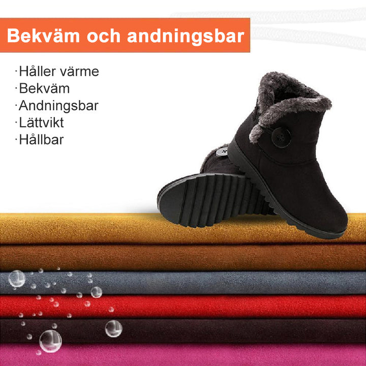 "Damskor för vintern med pälsfoder och spänne, quiltat foder, halkfri sula, ankelhöga i brun nyans, stängda tår."