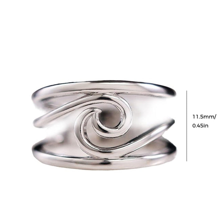 "Damsmycke kopparring 'Lycka i Vågor' med vitguldsfinish och meddelandekort, elegant och tidlös design för kvinnor."