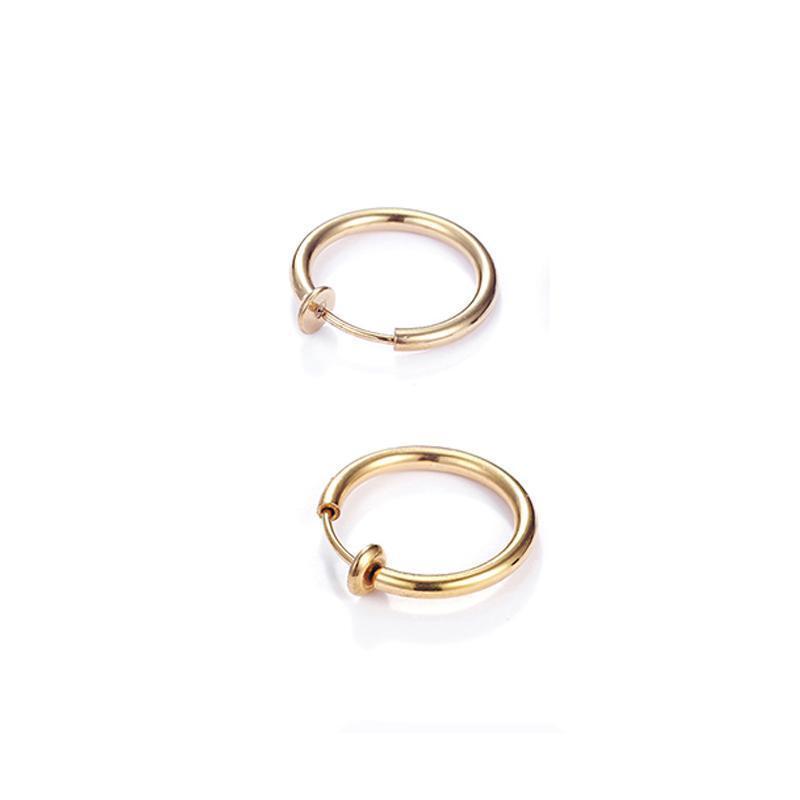 "Damsmycken ringörhängen i guld/silver med infällbar spets, elegant design, olika storlekar för bekväm passform."